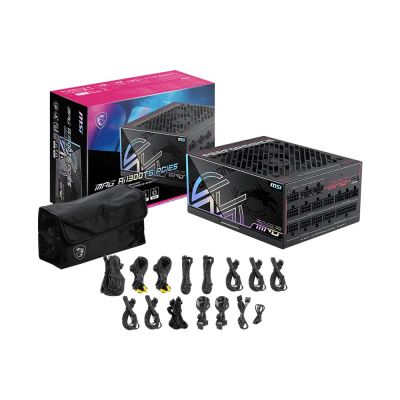 5. MSI MPG Ai1300TS PCIE5 moduł zasilaczy 1300 W 24-pin ATX ATX Czarny
