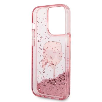 7. Etui Karl Lagerfeld Glitter Karl's Head na iPhone 14 Pro - różowe