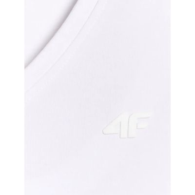 3. T-shirt basic z dekoltem typu serek damski 4F 4FWMM00TTSHF3307-10S