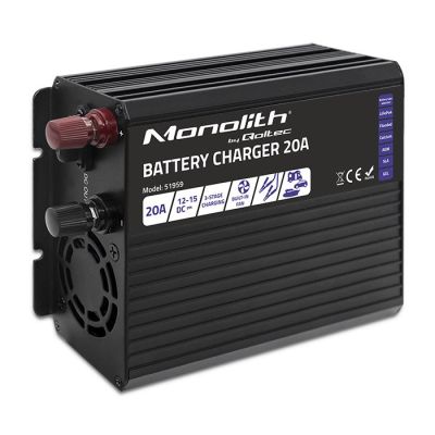 14. Qoltec Inteligentna ładowarka Monolith do akumulatorów LiFePO4 AGM GEL SLA, 20A, 12V