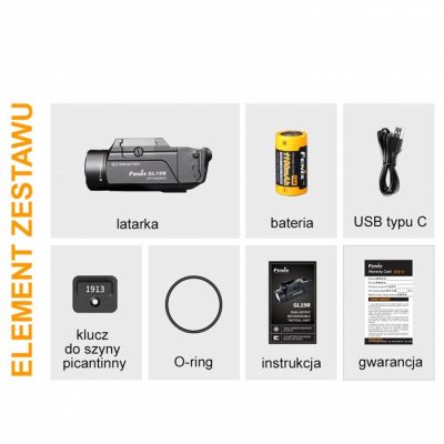 7. Latarka diodowa na pistolet Fenix taktyczna 1200lm 210m USB-C - GL19R