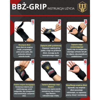 12. Bandaże bokserskie żelowe MASTERS BBŻ-GRIP czarne