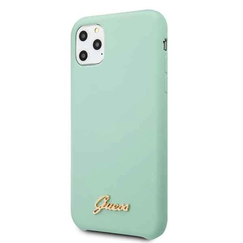 2. Guess GUHCN58LSLMGG iPhone 11 Pro zielony/green hard case Silicone Vintage Gold Logo