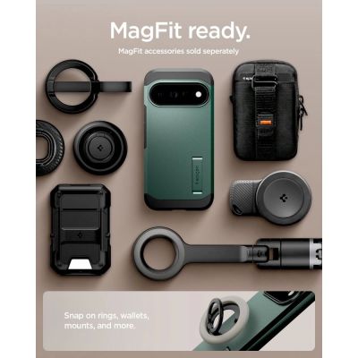 13. Etui Spigen Tough Armor Mag MagSafe na Google Pixel 11 Pro - ciemnozielone