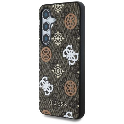 2. Etui Guess 4G Printed Colored Peony Pattern MagSafe do Samsung Galaxy S25 brązowy