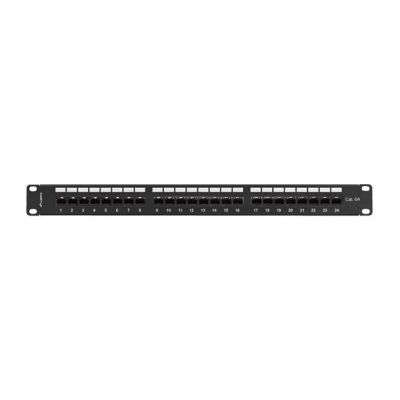 3. Patch panel 24 port 1U 19" kategoria 6A UTP z organizerem kablowym czarny LANBERG