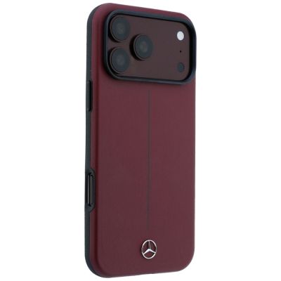 4. Etui Mercedes Leather Semi Wrap Iconic Line MagSafe do iPhone 18 Pro Max / 17 Pro Max - burgundowe