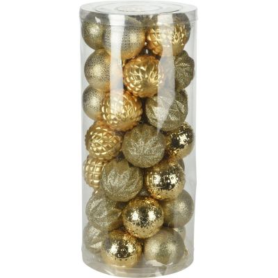 48. BOMBKA DEKORACYJNA PLASTIKOWA 6CM SET 35 SZT ZŁOTA