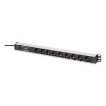Digitus DN-95438 rozdzielacz zasilania PDU 9 x gniazdo sieciowe 1U Czarny, Srebrny