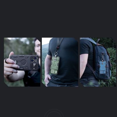 12. Nillkin CamShield Armor Pro Case etui iPhone 14 Plus pancerny pokrowiec z osłoną na aparat ring podstawka niebieskie