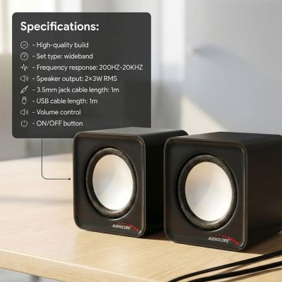 13. Zestaw głośników komputerowe AUDIOCORE AC870B (2.0; kolor czarny)
