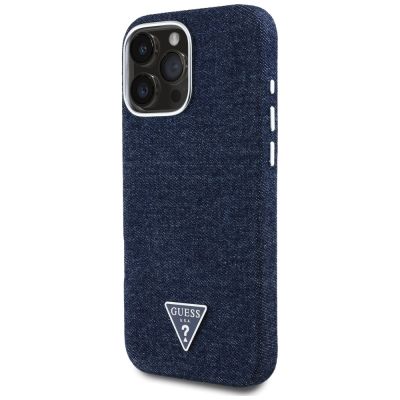 2. Etui Guess Denim Triangle Logo MagSafe na iPhone 16 Pro - niebieskie
