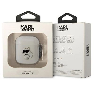 3. Etui Karl Lagerfeld Ikonik Choupette na AirPods 1/2 - przezroczyste