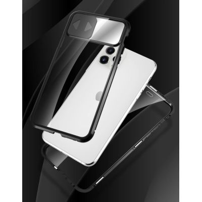 17. Wozinsky Magnetic Cam Slider Case magnetyczne etui 360 na cały telefon szkło na ekran osłona na aparat Huawei P40 czarny