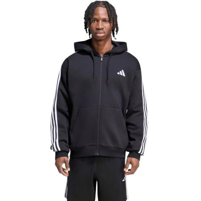 Bluza męska adidas Essentials 3-Stripes Fleece Full-Zip Hoodie czarna KY6559