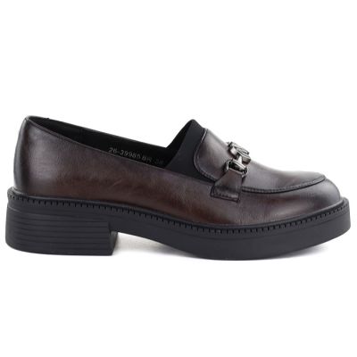 2. Skórzane lordsy damskie mokasyny na grubej podeszwie bordowe Vinceza 39985