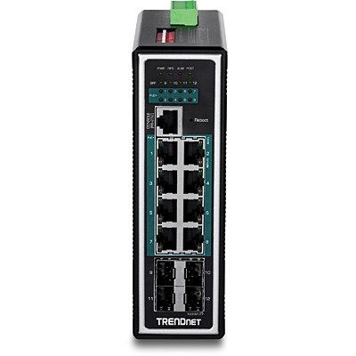 2. Przełącznik przemysłowy TRENDnet 12Port Gbit zarządzany L2+ PoE+ Metal