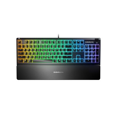 SteelSeries Apex 3 Gaming Keyboard, US Layout, Wired, Black SteelSeries Apex 3  Gaming keyboard IP32 water resistant for protection against spills, Customizable 10-zone RGB illumination reacts to games and Discord, Whisper quiet gaming switches last