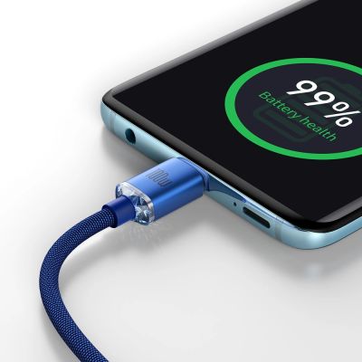 11. Kabel Baseus CAJY000603 USB-C - USB-C PD 100W 5A 480Mb/s 1,2m - niebieski