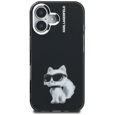 3. Etui Karl Lagerfeld IML Aquarelle Choupette & Logo na iPhone 16 - czarne