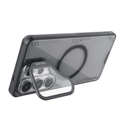 5. Etui Nillkin Iceblade Prop Magnetic z osłoną aparatu i podstawką kompatybilne z MagSafe na Samsung Galaxy S26 Ultra - przezroczysto-czarne