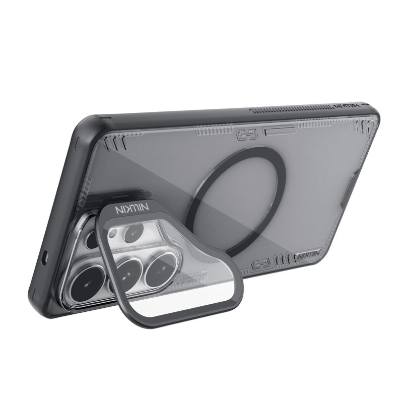 5. Etui Nillkin Iceblade Prop Magnetic z osłoną aparatu i podstawką kompatybilne z MagSafe na Samsung Galaxy S26 Ultra - przezroczysto-czarne