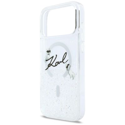 6. Etui Karl Lagerfeld Liquid Glitter Karl Script Logo MagSafe na iPhone 17 Pro Max - przezroczyste
