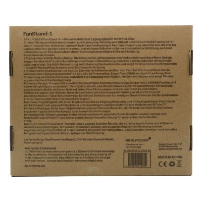 5. RealPower 495562 stojak na laptop Podstawka na notebooka Stal nierdzewna 43,2 cm (17")