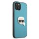 4. Etui Karl Lagerfeld Leather Ikonik Karl's Head Metal na iPhone 13 mini - niebieskie