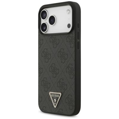 2. Etui Guess Leather 4G Triangle Strass MagSafe na iPhone 17 Pro Max - czarne