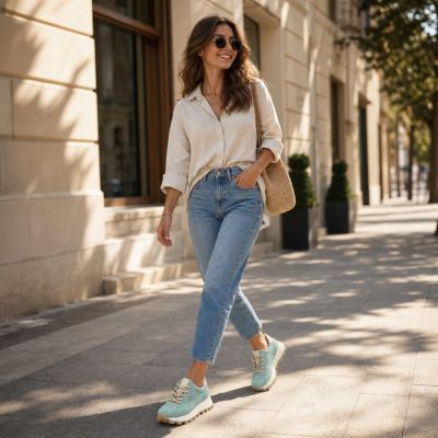 11. Skórzane półbuty sneakersy na platformie zielone Filippo DP7498
