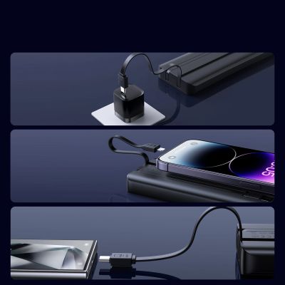 11. Powerbank Joyroom JR-PBF19 22.5W 10000mAh z dwoma wbudowanymi kablami - czarny