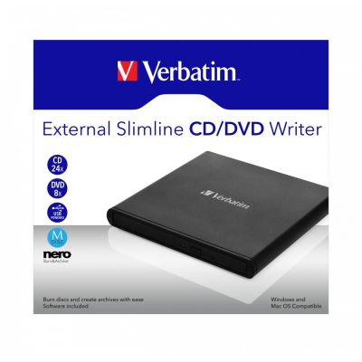 4. Verbatim External Slimline CD/DVD Writer dysk optyczny DVD±RW Czarny