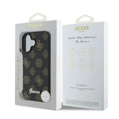 8. Etui Guess Peony Script MagSafe na iPhone 16 Plus - czarne