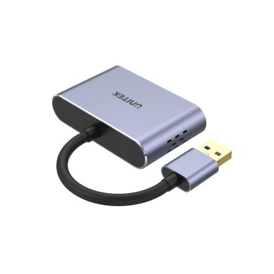 2. UNITEK V1304A adapter kablowy 0,15 m USB Typu-A HDMI + VGA (D-Sub) Szary