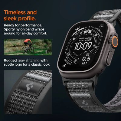 7. Pasek Spigen Athlex Air 2 na Apple Watch 44 / 45 / 46 / 49 mm - czarno-szary