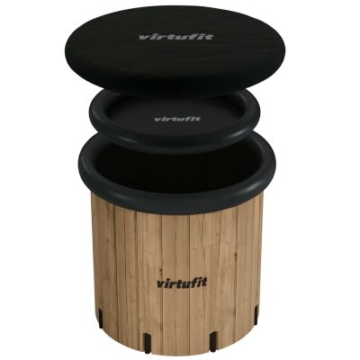 53. VIRTUFIT WANNA LODOWA XXL - 375 LITRÓW - IMITACJA DREWNA - Z AKCESORIAMI