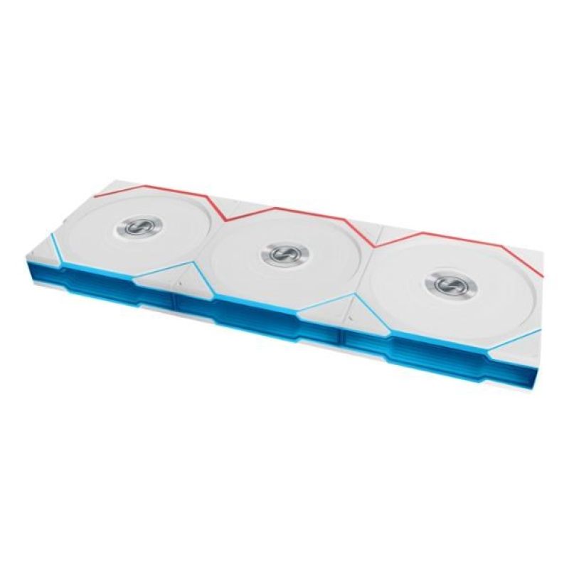2. Wentylator Lian Li UNI FAN TL Wireless LCD Lüfter, ARGB, PWM, 3er-Pack inkl. Controller - Reverse Blade, 120 mm, weiß