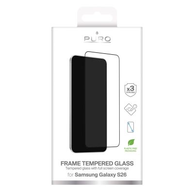 2. Szkło hartowane Puro Frame na Samsung Galaxy S26 - z czarną ramką