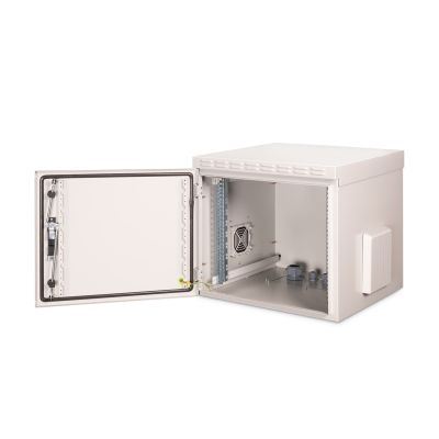8. Digitus Szafa sieciowa wisząca 19" 9U rack 600x600, drzwi pełne, szary, niedzielona, złożona, IP55, 100kg
