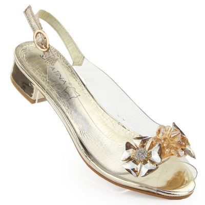 49. Sandały damskie zabudowane ażurowe beżowe Sabatina