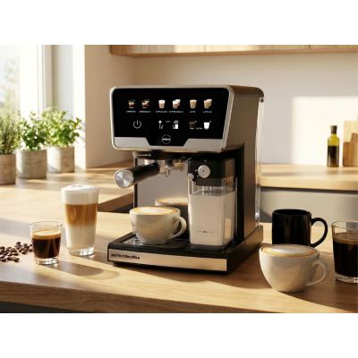 25. ELDOM EKSPRES CIŚNIENIOWY KOLBOWY ECK1 1300W 20 BAR, ZASOBNIK NA MLEKO, 6 PROGRAMÓW AUTOMATYCZNYCH, 2 PROGRAMY RECZNE