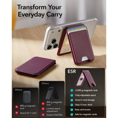 2. Portfel magnetyczny ESR Classic RFID Magnetic MagSafe - dark cherry