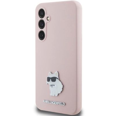 2. Etui Karl Lagerfeld Silicone Choupette Metal Pin na Samsung Galaxy S23 FE - różowe