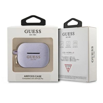 3. Etui Guess Silicone Glitter na AirPods Pro - purpurowe