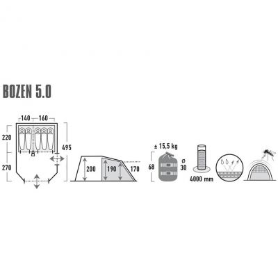 9. Namiot rodzinny High Peak Bozen 5.0 11836