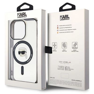 8. Etui Karl Lagerfeld IML Karl's Head MagSafe na iPhone 15 Pro - przezroczyste