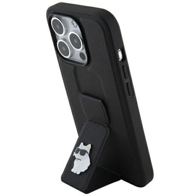 8. Etui Karl Lagerfeld Gripstand Saffiano Choupette Pins na iPhone 14 Pro Max - czarne