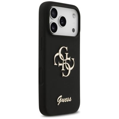 4. Etui Guess Silicone Big 4G Script na iPhone 17 Pro - czarne