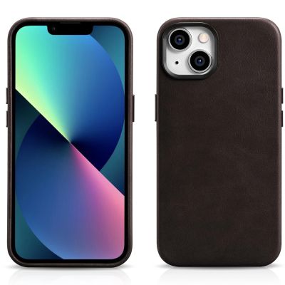 16. iCarer Oil Wax Premium Leather Case skórzane etui iPhone 14 Plus magnetyczne z MagSafe brązowy (WMI14220703-BN)